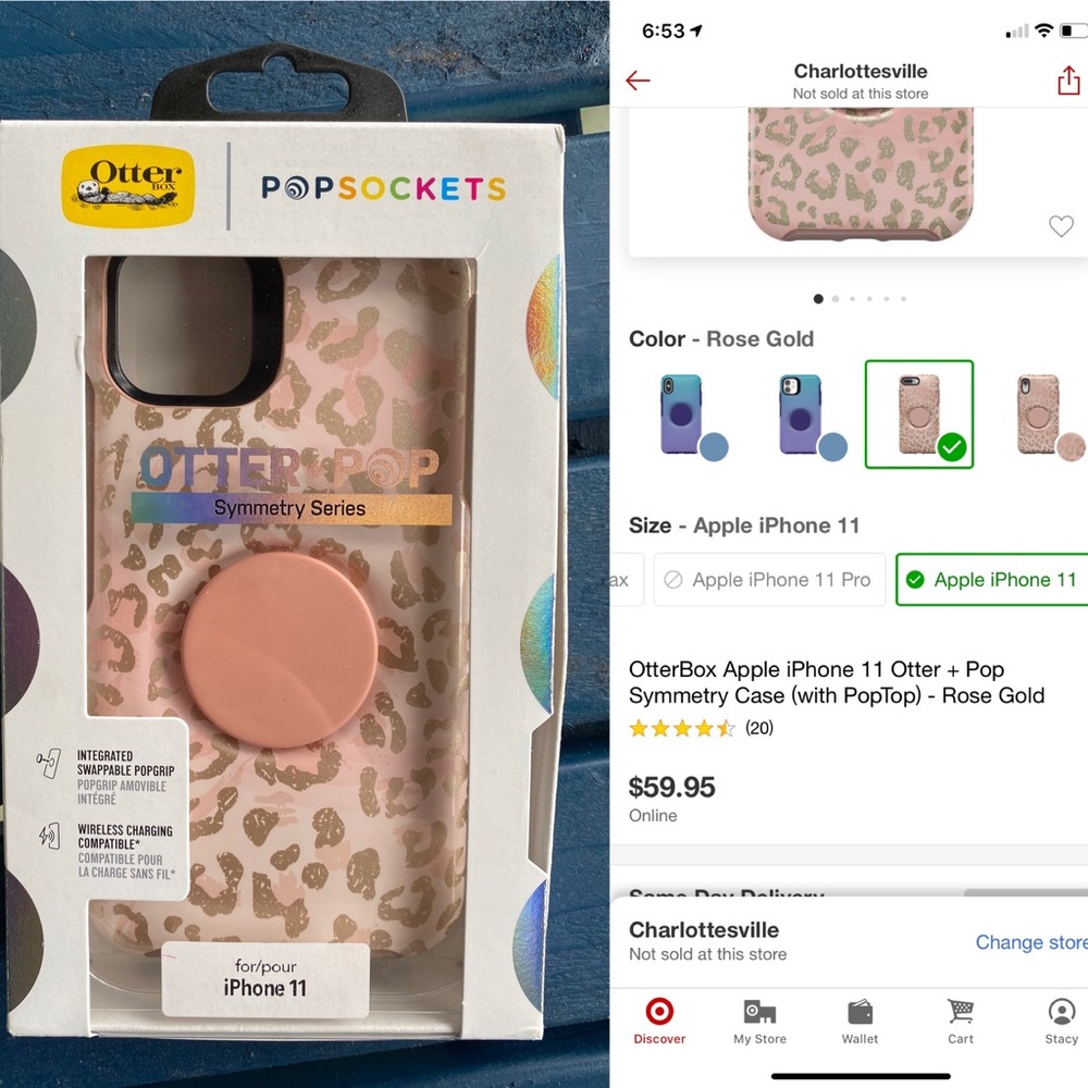 iPhone 11 Otter + Pop Case Rose Gold Leopard